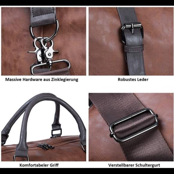 Huge PU Leather Travel Duffel Bag - - Overnight Bag - Carry On Bag - Picture 3 of 6